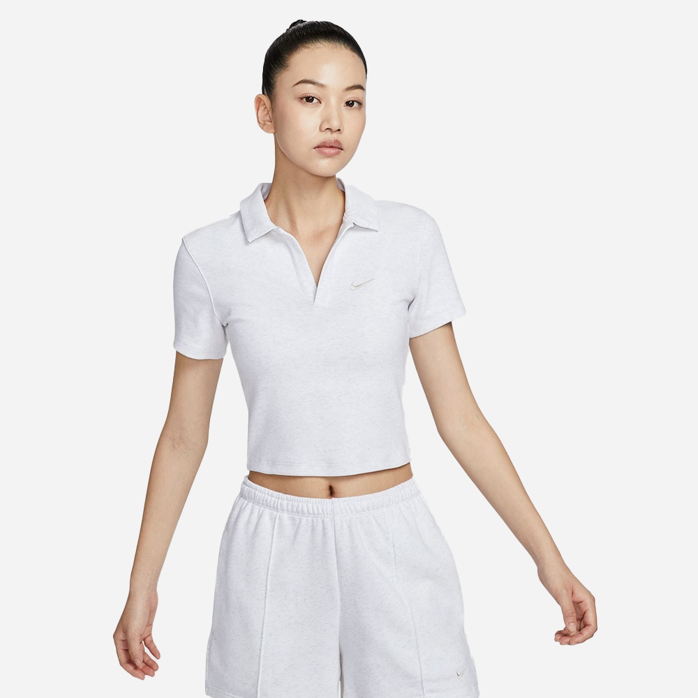 나이키 DV7885-051 우먼스 스포츠웨어 에센셜 반팔 폴로 크롭 탑
